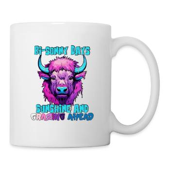 Bison et journées ensoleillées de pâturage estival fou - Mug blanc - blanc - Droite