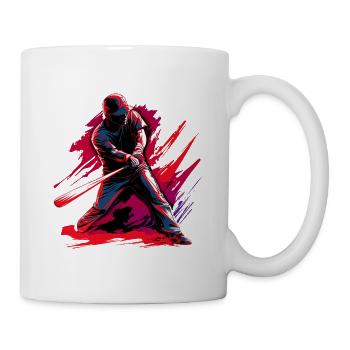 Baseball player in red pop art - Mug - white - Right