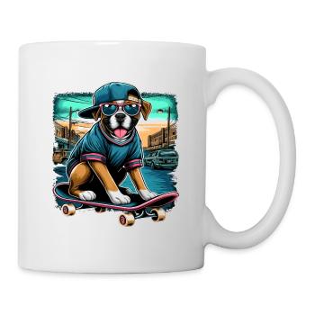 Urban Hip Hop Boxer Dog Skater T Shirt - Mug - white - Right