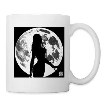 Silhouette einer Frau - Mond - Tasse - Weiß - Rechts