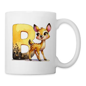 Tieralphabet - Buchstabe B für Reh - Zeichnung - Tasse - Weiß - Rechts