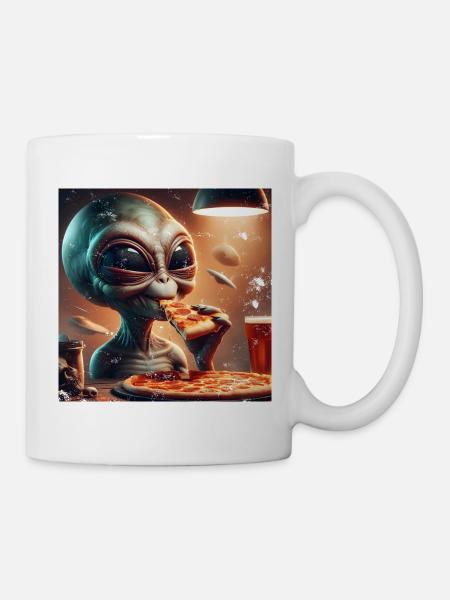 Pizza extraterrestre amusante - Mug blanc - blanc