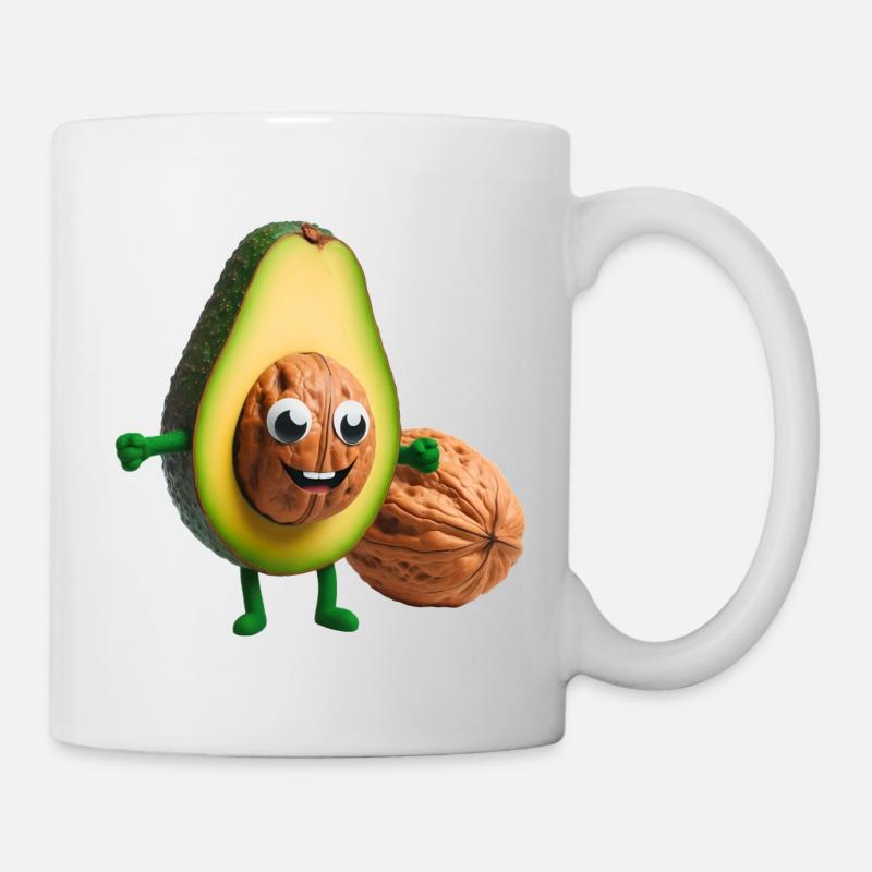 Avocado mit Walnusskern - Tasse - Weiß