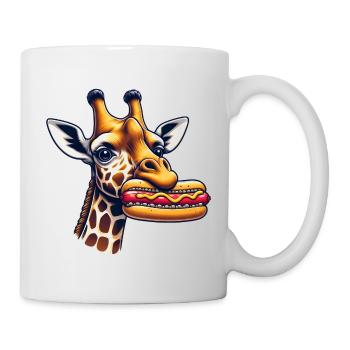 Giraffe enjoys hot dog - Mug - white - Right