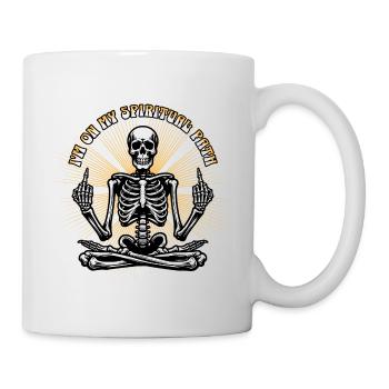 Spiritual Skull / Middle Finger Yoga Skeleton FS0233 - Mug - white - Right