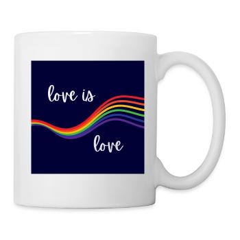 Love is Love. Rainbow design on dark background. - Mug - white - Right