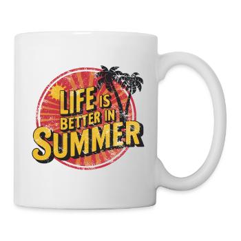 Life Is Better In Summer Palmenstrand Urlaub - Tasse - Weiß - Rechts