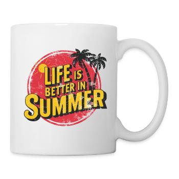 Life Is Better In Summer Palmenstrand Urlaub - Tasse - Weiß - Rechts