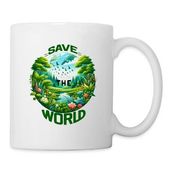 Save the World (Ein Aufruf zur Erhaltung)Grün - Tasse - Weiß - Rechts