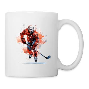 Hockey player with a hockey stick on the ice rink | Watercolour - Mug - white - Right