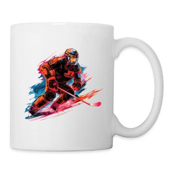 Hockey player with a hockey stick on the ice rink - Mug - white - Right