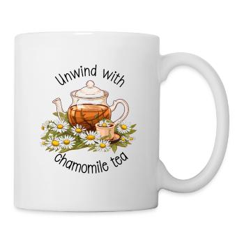 Entspannen Sie sich mit Kamillentee, Aquarell - Tasse - Weiß - Rechts