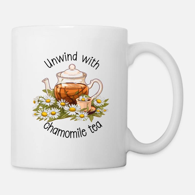 Entspannen Sie sich mit Kamillentee, Aquarell - Tasse - Weiß