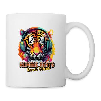 Tiger with headphones, colors of pop art - Mug - white - Right
