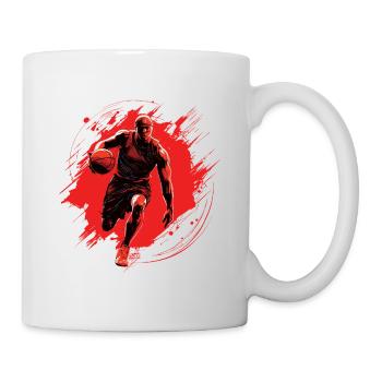 Basketball player on red background, drawing - Mug - white - Right