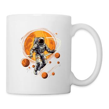 Astronaut playing basketball in space - Mug - white - Right