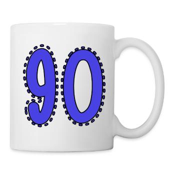 90. 90 JAHRE. 90. JAHRESTAG. 90-JÄHRIGES JUBILÄUM. - Tasse - Weiß - Rechts