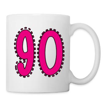 90. 90 JAHRE. 90. JAHRESTAG. 90-JÄHRIGES JUBILÄUM. - Tasse - Weiß - Rechts