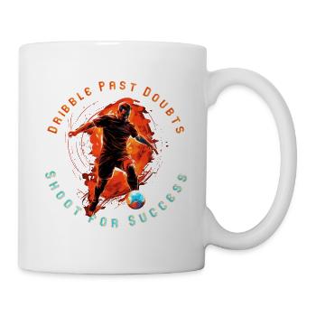 Soccer Striker In Action, Motivational Quote - Mug - white - Right