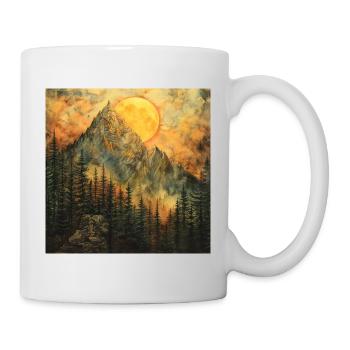 Berge, Landschaft, Natur, Bäume, Sonne - Tasse - Weiß - Rechts
