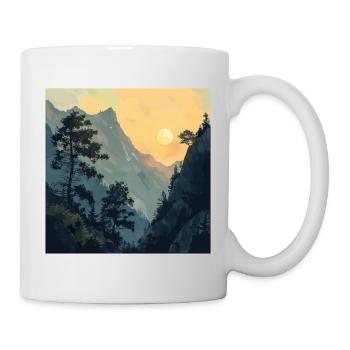 Berge, Landschaft, Natur, Bäume, Sonne - Tasse - Weiß - Rechts