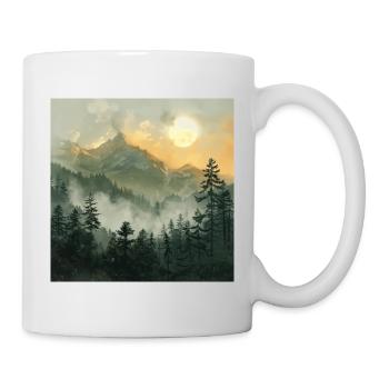 Berge Landschaft Natur Bäume Sonne - Tasse - Weiß - Rechts