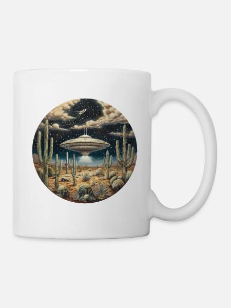OVNI, Nature, Extraterrestre, Cactus, Cactus, Désert - Mug blanc - blanc