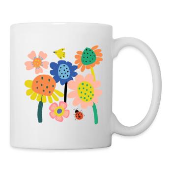 Bunter Blumen Garten - Tasse - Weiß - Rechts