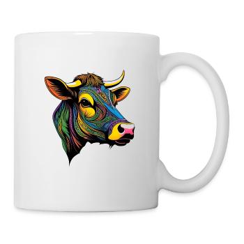 Portrait graphique d'une vache - Mug blanc - blanc - Droite