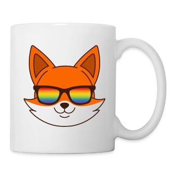 Renard avec lunettes de soleil arc-en-ciel - Mug blanc - blanc - Droite