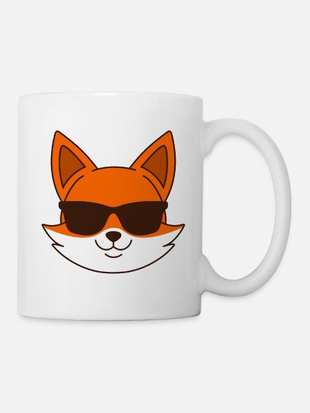 Fuchs mit Sonnenbrille - Tasse - Weiß