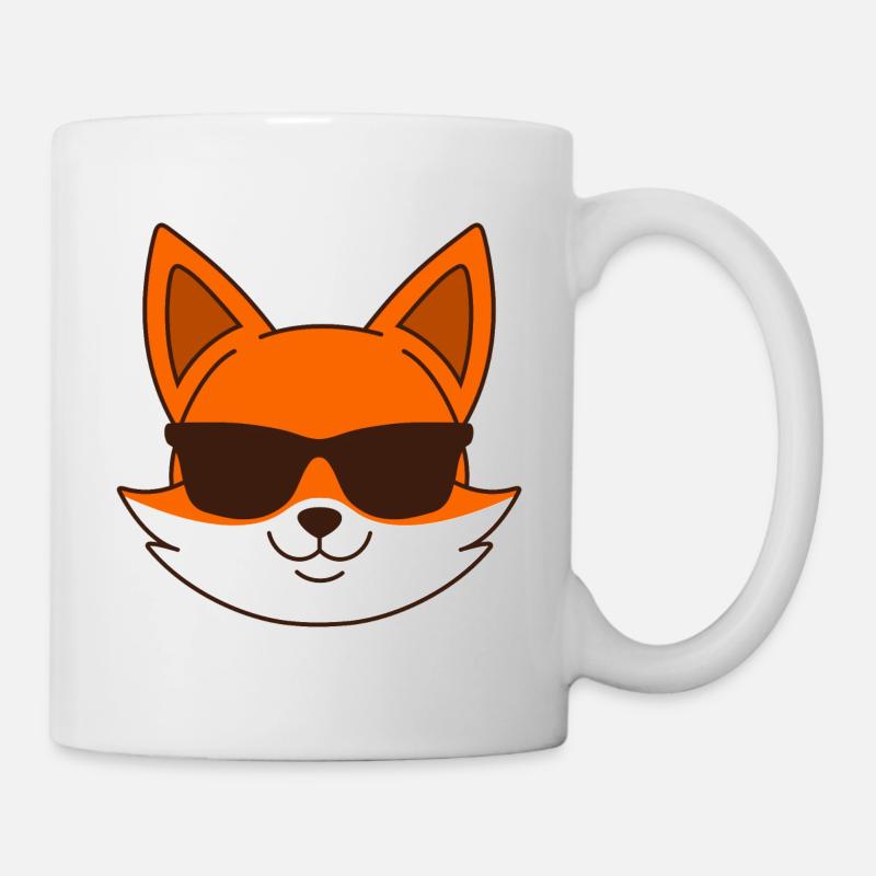 Fuchs mit Sonnenbrille - Tasse - Weiß