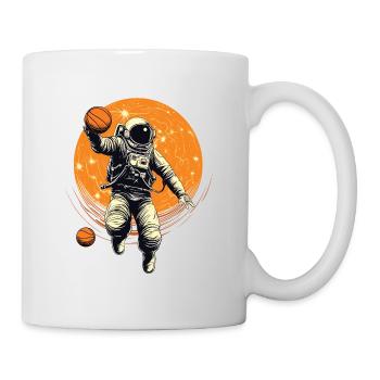Astronaut, Basketball im Weltraum, Illustration - Tasse - Weiß - Rechts