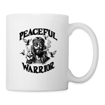 Peaceful Warrior, Peace, Flower Power, Hippie,Gras - Mug - white - Right