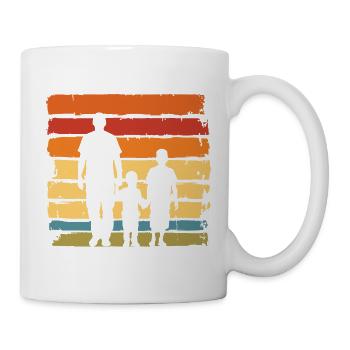 Father's Day father with two sons retro vintage - Mug - white - Right
