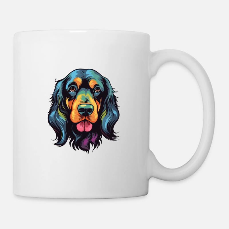 Gordon Setter Chien Race Aquarelle Dessin Animé Kawaii - Mug blanc - blanc
