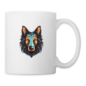 Belgischer Schäferhund Hunderasse Aquarell Cartoon Kawa - Tasse - Weiß - Rechts