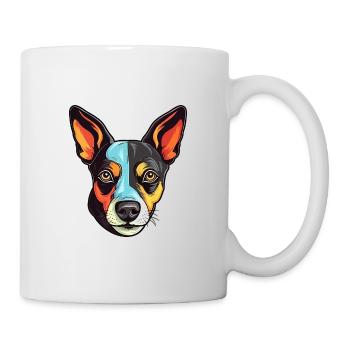 Rattenterrier Hunderasse Aquarell Karikatur Kawaii Co - Tasse - Weiß - Rechts