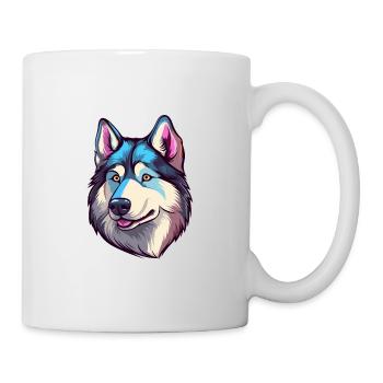 Husky Chien Race Aquarelle Dessin animé Kawaii Coloré - Mug blanc - blanc - Droite