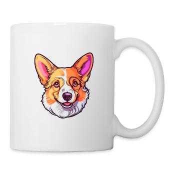 Corgi Chien Race Aquarelle Dessin Animé Kawaii Coloré - Mug blanc - blanc - Droite