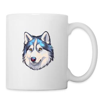 Husky Sibérien Race Chien Aquarelle Dessin Animé Kawaii - Mug blanc - blanc - Droite