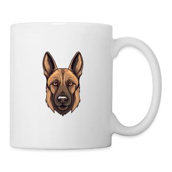 Chien Malinoi Belge Race Aquarelle Dessin Animé Kawai - Mug blanc - blanc - Droite