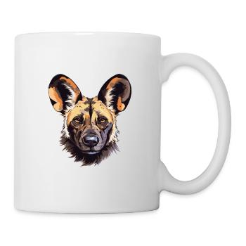 Afrikanische Wildhunderasse Aquarell Karikatur Kawaii C - Tasse - Weiß - Rechts