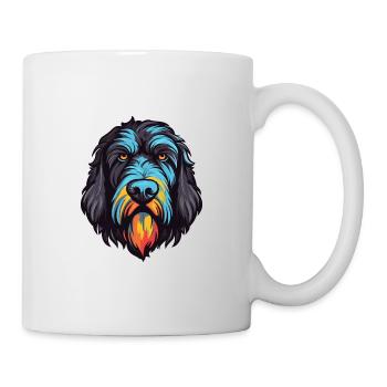 Schwarzer Russischer Terrier Hund Rasse Aquarell Karikatur - Tasse - Weiß - Rechts