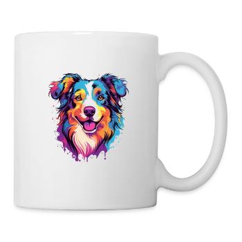 Australian Shepherd Dog Breed Watercolor Cartoon K - Mug - white - Right