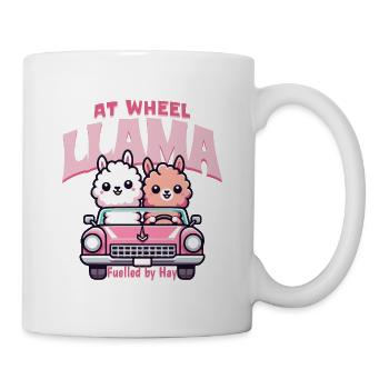 llama at wheel - llama alpaca - Mug - white - Right