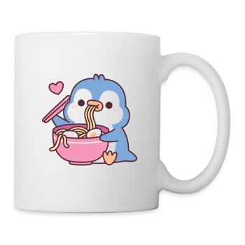Süßer blauer Pinguin liebt es, Ramen-Nudeln zu essen - Tasse - Weiß - Rechts