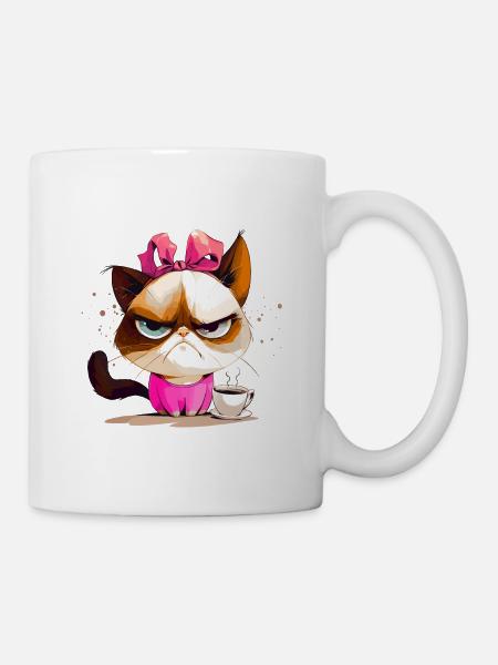 Grumpy | Katze | Genervte Katz | Kaffeeliebhaber - Tasse - Weiß
