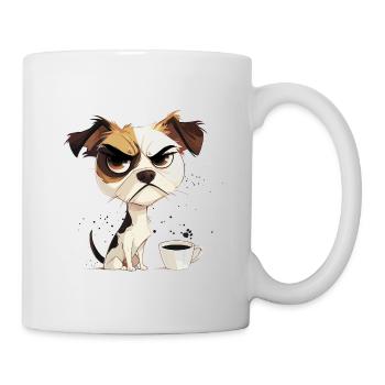 Grumpy | Hund | Genervter Hund | Kaffeeliebhaber - Tasse - Weiß - Rechts