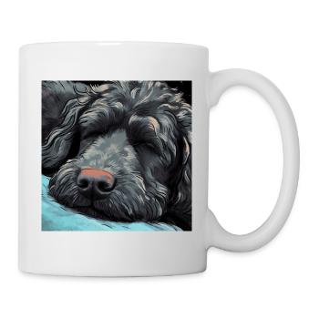 Schlafender schwarzer Golden Doodle - Tasse - Weiß - Rechts
